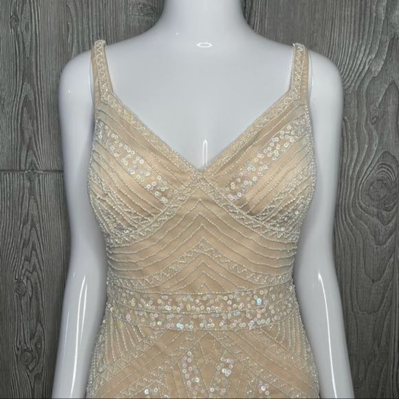 Bebe 1920 inspired beaded & sequin sheath body con flapper style dress size 4 - Picture 2 of 7